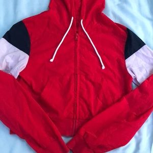 Red,navy, and white brandy Melville wind breaker